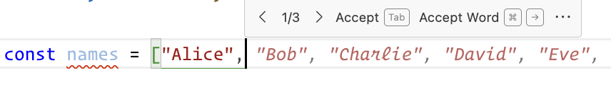 GitHub Copilot multiple suggestions